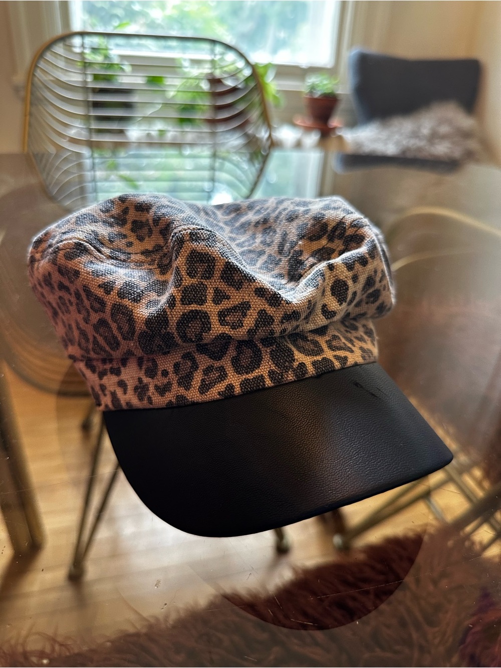 Topshop Leopard print Baker Boy Hat